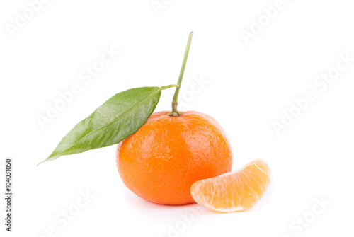 Ripe tangerine on a white background.