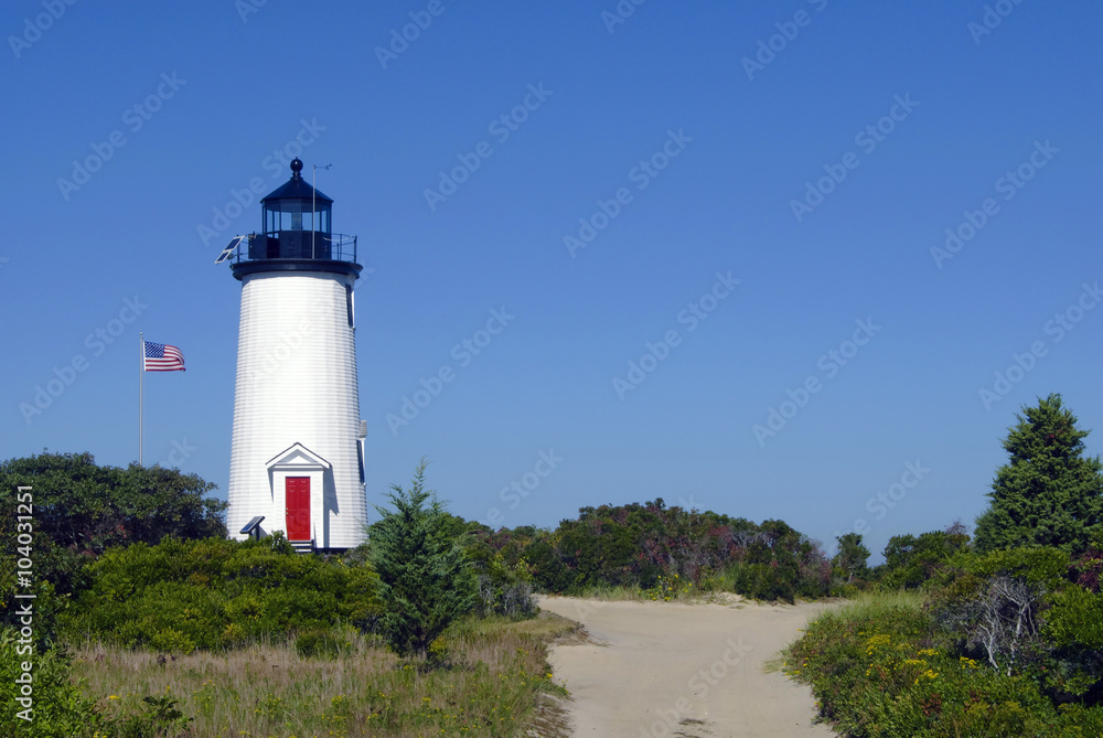 Cape Poge Lighthouse on a Summer Day on Martha's Vineyard Island in Massachusetts