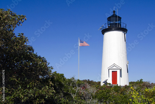 Cape Poge Lighthouse on Summer Day in Martha's Vineyard Inside Wildlife Refuge photo