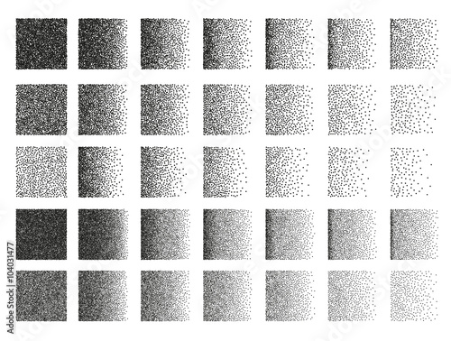 Set of 35 square stipple pattern for design . Spot engraving to create brushes . Engraving for retro backgrounds . Engraving for shade . Highly detailed set of tile engraving for design