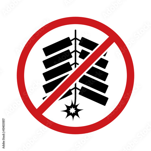 Fireworks ban / no fireworks allowed sign flat icon