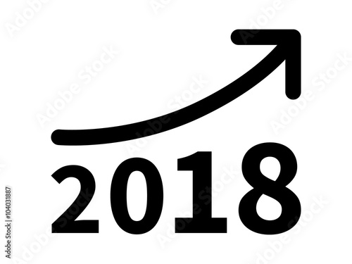Growth and increase profit / revenue in 2018 flat icon for apps and websites