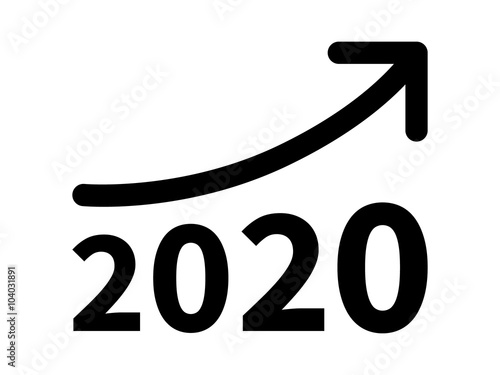 Growth and increase profit / revenue in 2020 flat icon for apps and websites