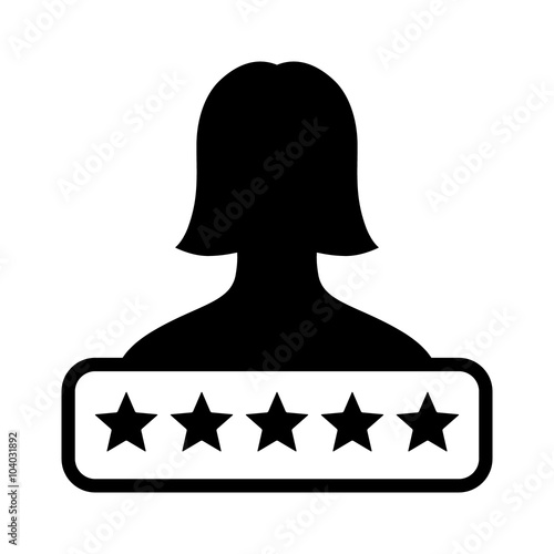 Female employee or customer rating flat icon for apps and websites