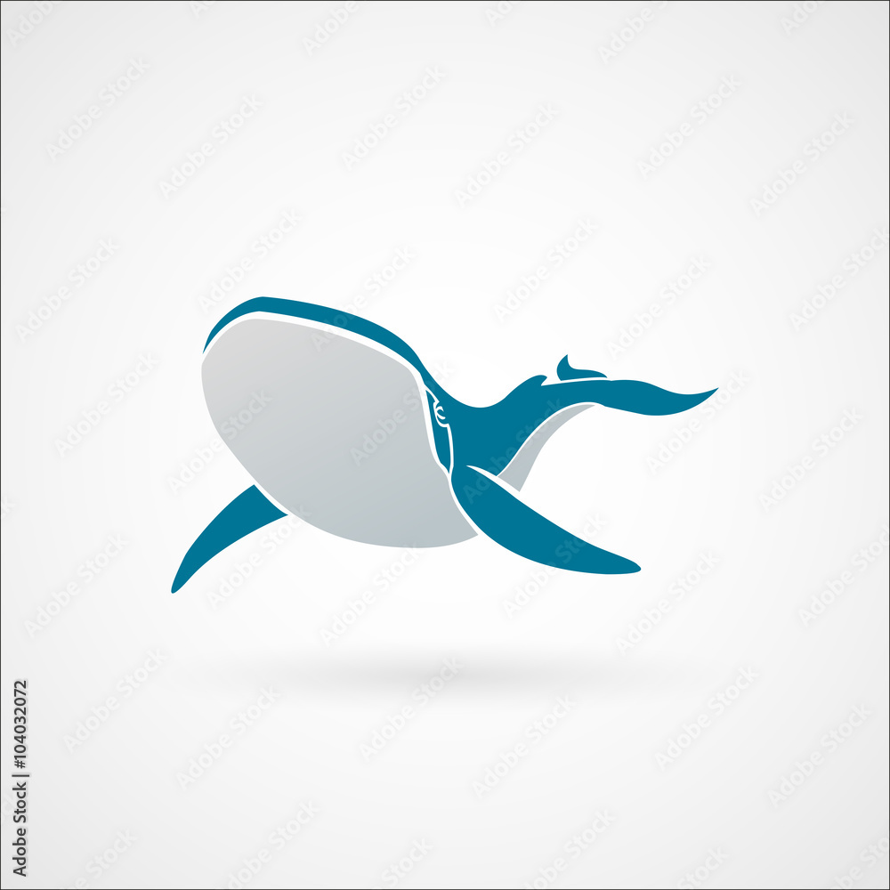 Blue whale logo sign emblem vector illustration isolated on whit Stock ...