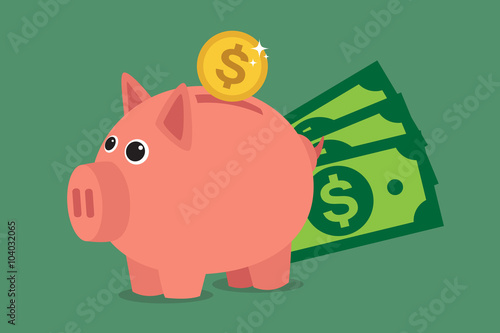 Piggy bank, save money