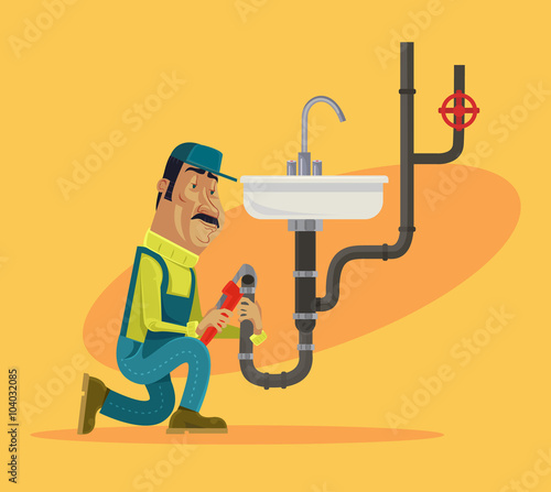 Plumber. Vector flat cartoon illustration