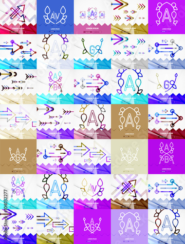 Square banners with linear elements