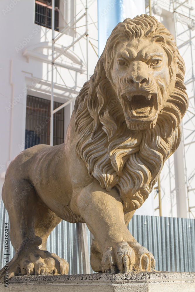 stone sculpture of lion from Cathedral of Leon, Nicaragua