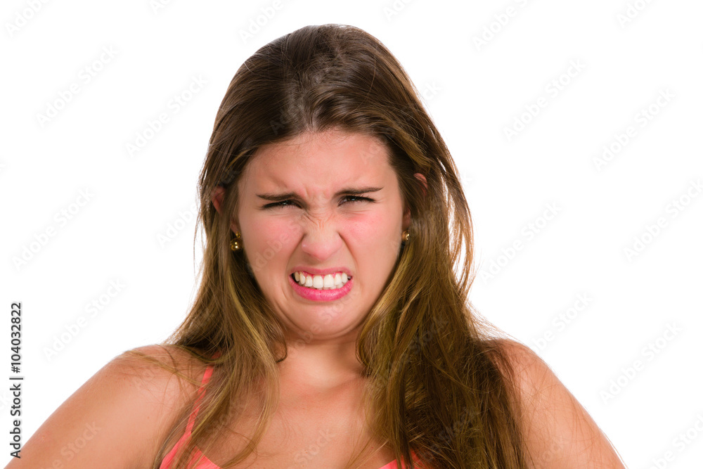 Disgunting and unpleasant. Hispanic young woman. Expression seri Disgunting and unpleasant. Hispanic young woman. Expression seri