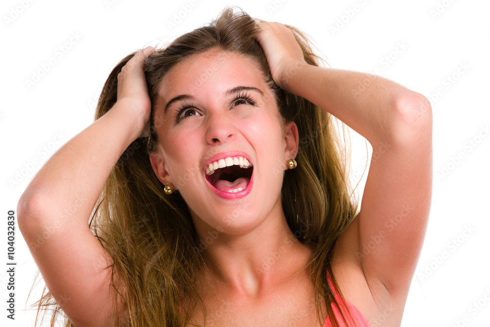 Hispanic young woman. Hispanic young woman with desperate and c Hispanic young woman. Hispanic young woman with desperate and c