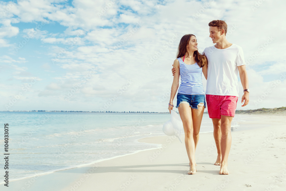 Romantic young couple on the beach Romantic young couple on the beach