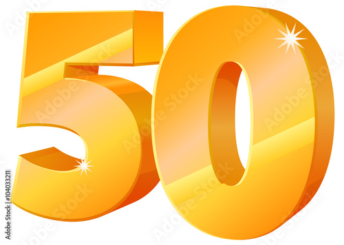 50 gold vector 3D icon