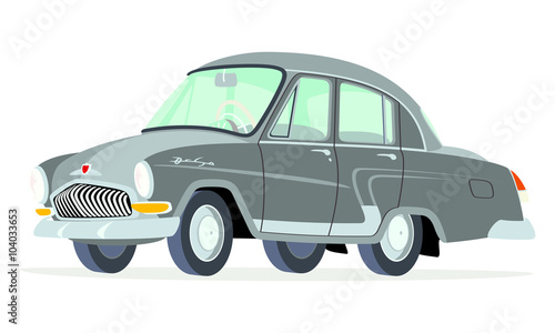 Caricatura GAZ Volga M21 gris vista frontal y lateral © camiloernesto