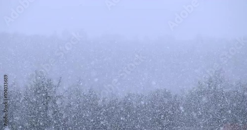 Snow Blizzard winter storm snowfall, falling flakes snowing 4K