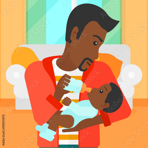 Man feeding baby.