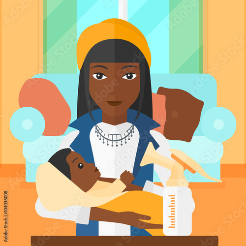 Woman with breast pump.