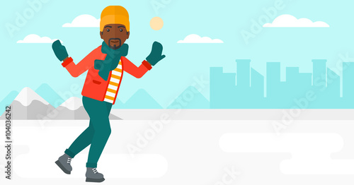 Man ice skating. 