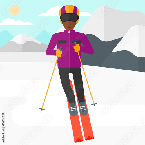 Young man skiing.