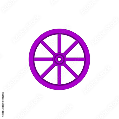 Vintage wooden wheel in purple design