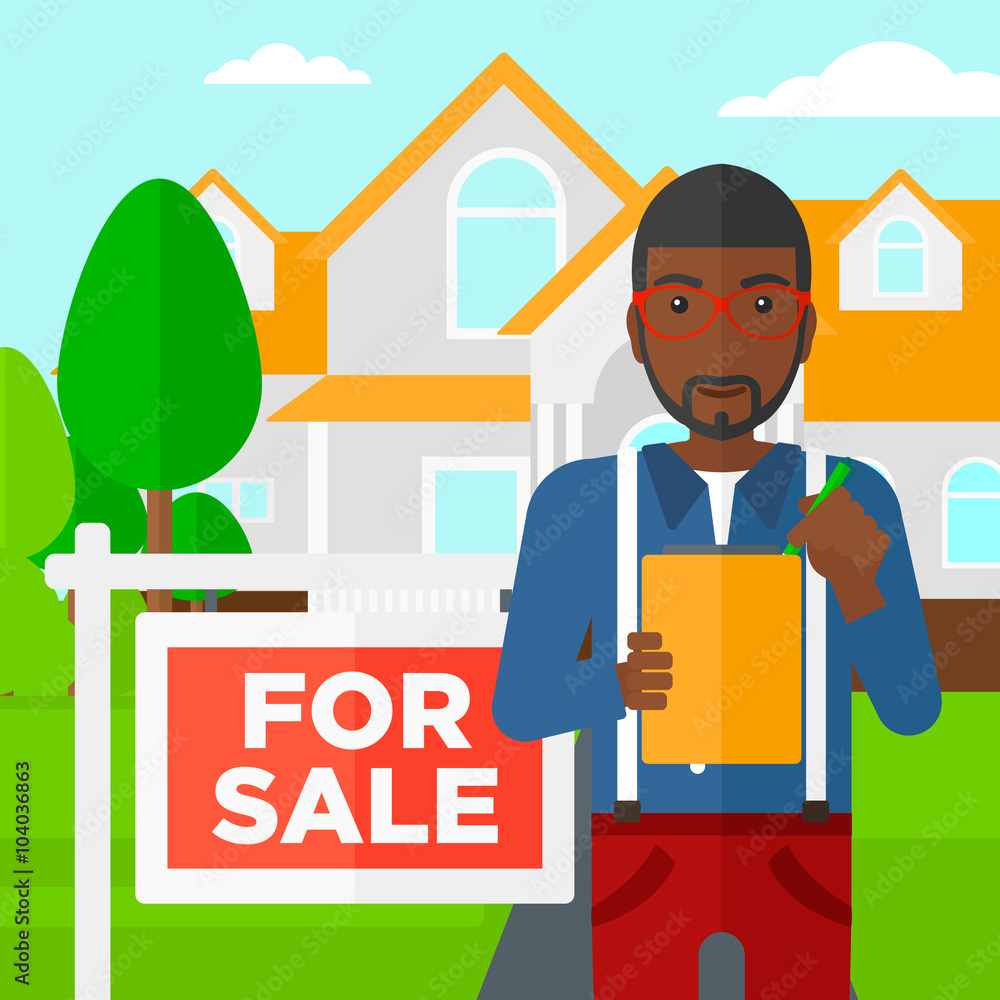 Real estate agent signing contract. Real estate agent signing contract.