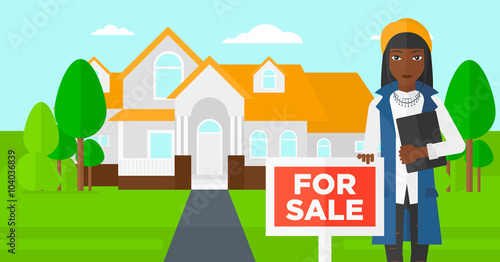 Real estate agent offering house.