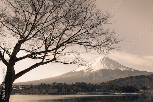 Mt.Fuji at Lake Kawaguchiko in winter © torsakarin
