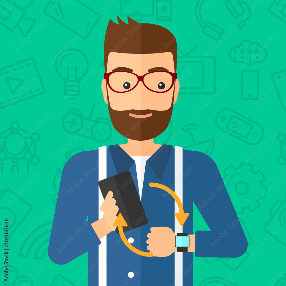 Synchronization of smartphone and smartwatch. Synchronization of smartphone and smartwatch.