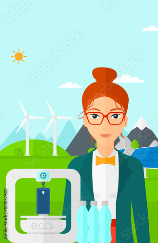 Woman with three D printer.