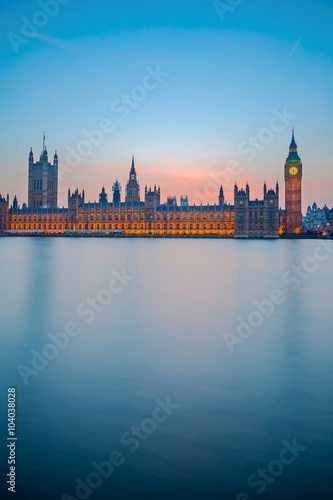 Big Ben and Houses of parliament at dusk in London