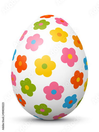 3D Vektor Osterei mit fröhlichen Ostersymbolen. Farbig und bunte Zeichen und Symbole. Ostern, bemaltes Ei.
Colored 3D Vector Easter Egg with Holiday Season Symbols. Isolated on White Background.