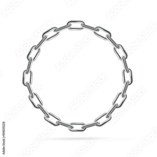 Silver Chain Frame Round. Vector