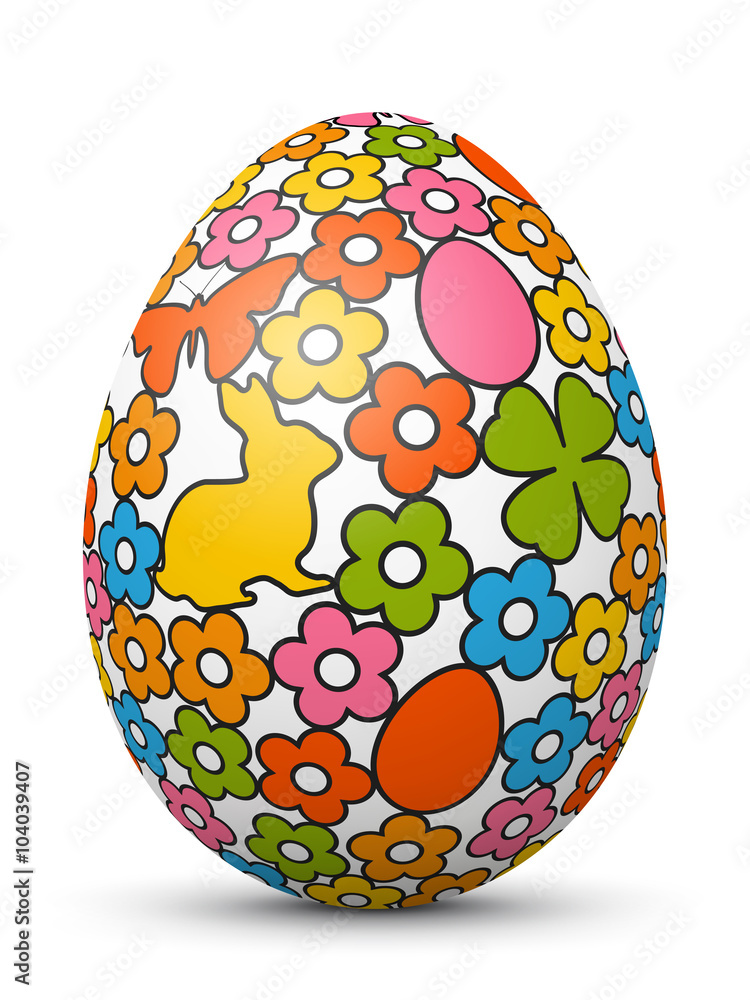 3D Vektor Osterei mit fröhlichen Ostersymbolen im Cartoon Style. Farbig und bunte Zeichen und Symbole im Comic Stil. Ostern, bemaltes Ei. 3D Vektor Osterei mit fröhlichen Ostersymbolen im Cartoon Style. Farbig und bunte Zeichen und Symbole im Comic Stil. Ostern, bemaltes Ei.