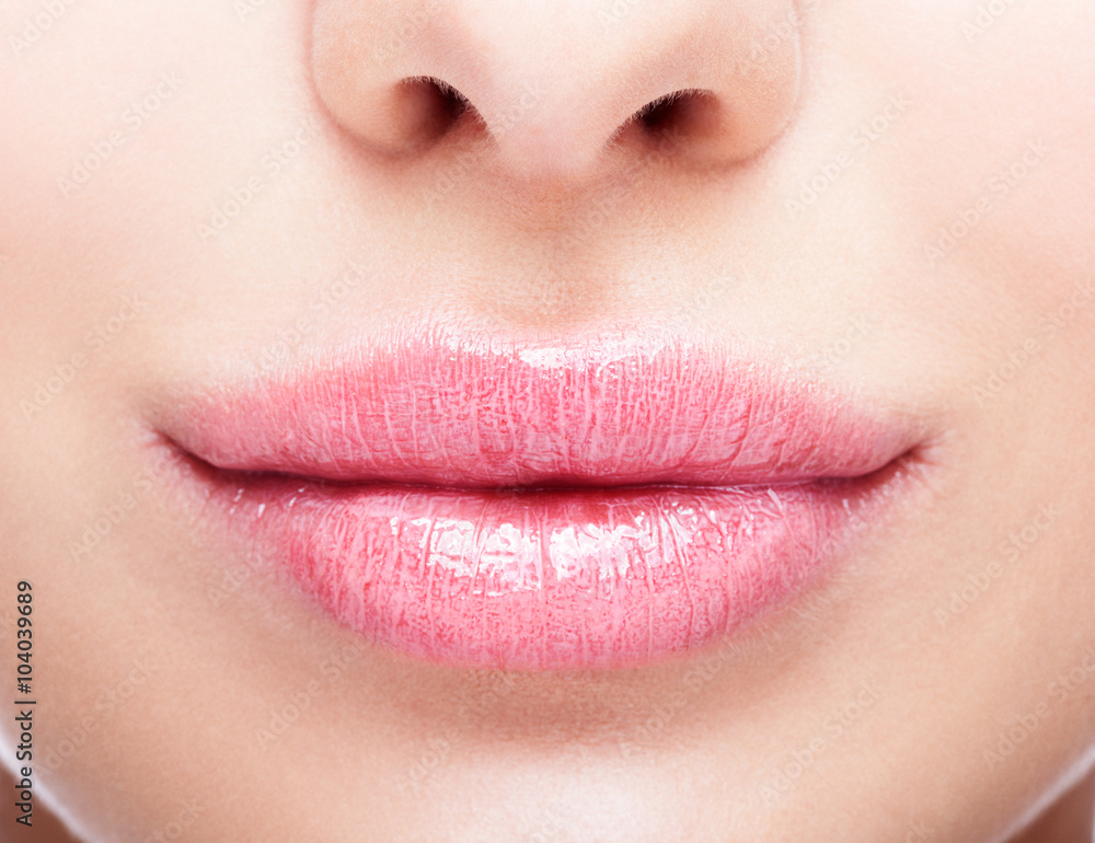 Closeup shot of plump female lips