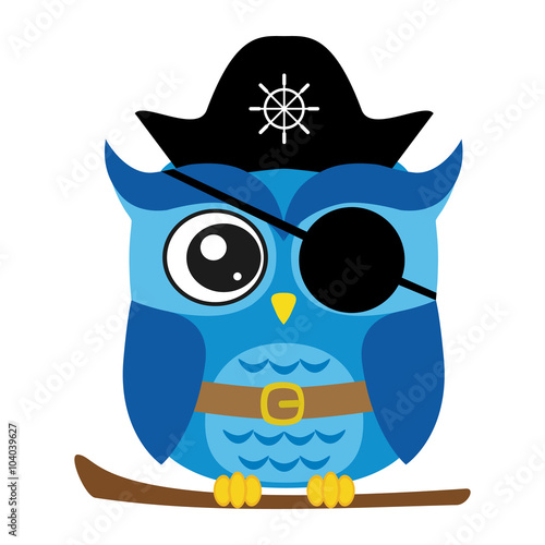 Nice pirate owl cartoon style