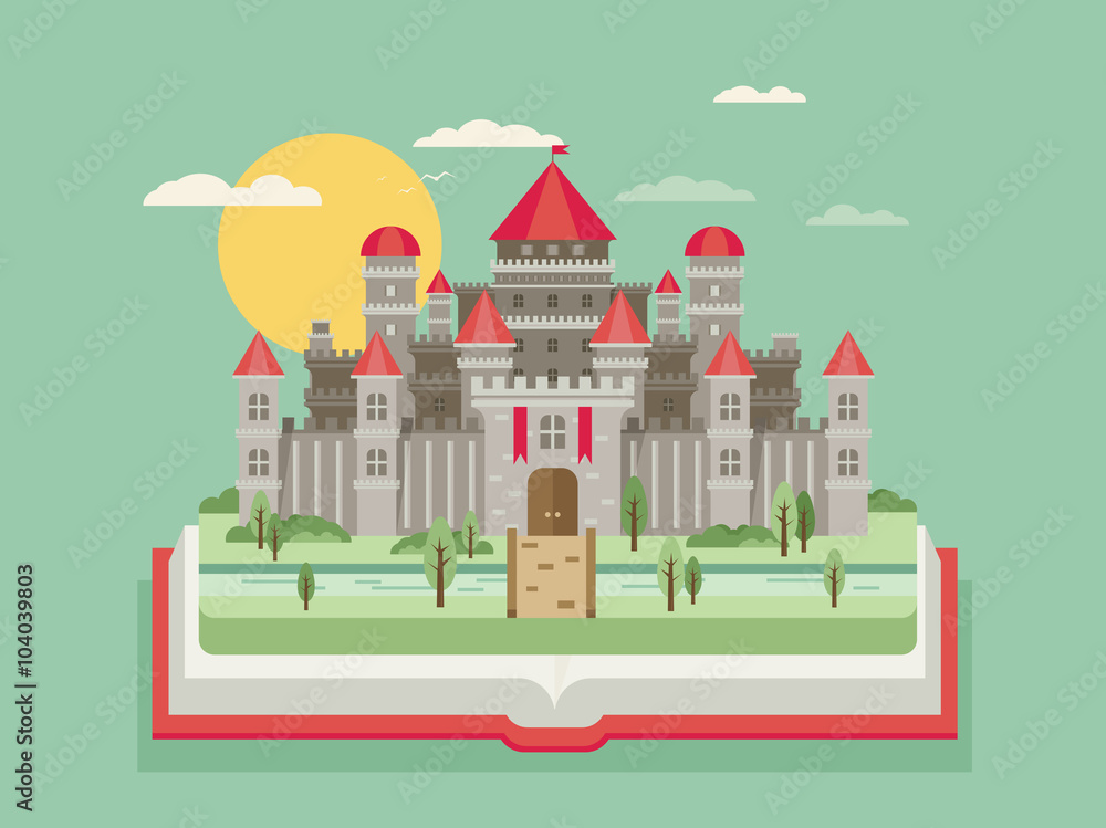 Fairy-tale Castle. Vector Flat Illustration. Fairy-tale Castle. Vector Flat Illustration.