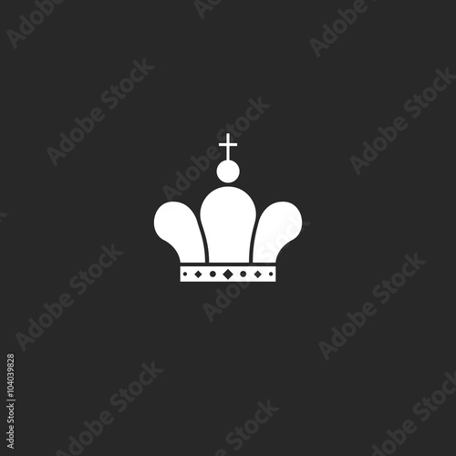 Icon crown logo mockup jewel, king or queen royal symbol, black and white vintage design element