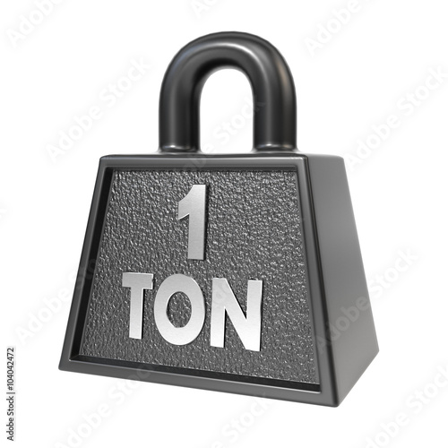 Kettlebell weights a ton, isolated on white background. 3d illus