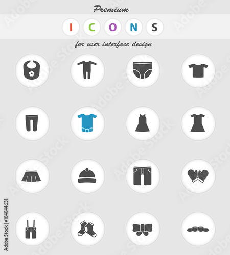 Baby clothes simply icons