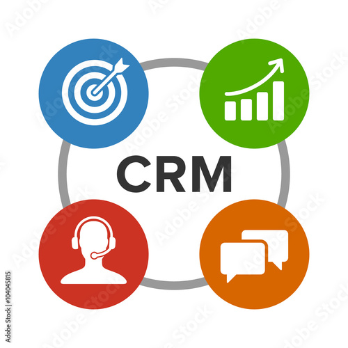 CRM - customer relationship management flat color icon for apps and websites