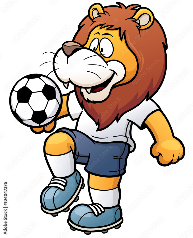 Obraz premium Vector illustration of Cartoon Soccer player - Lion