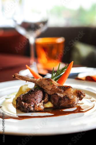 Roasted Lamb Chops grilled with mash potato and cream sauce
