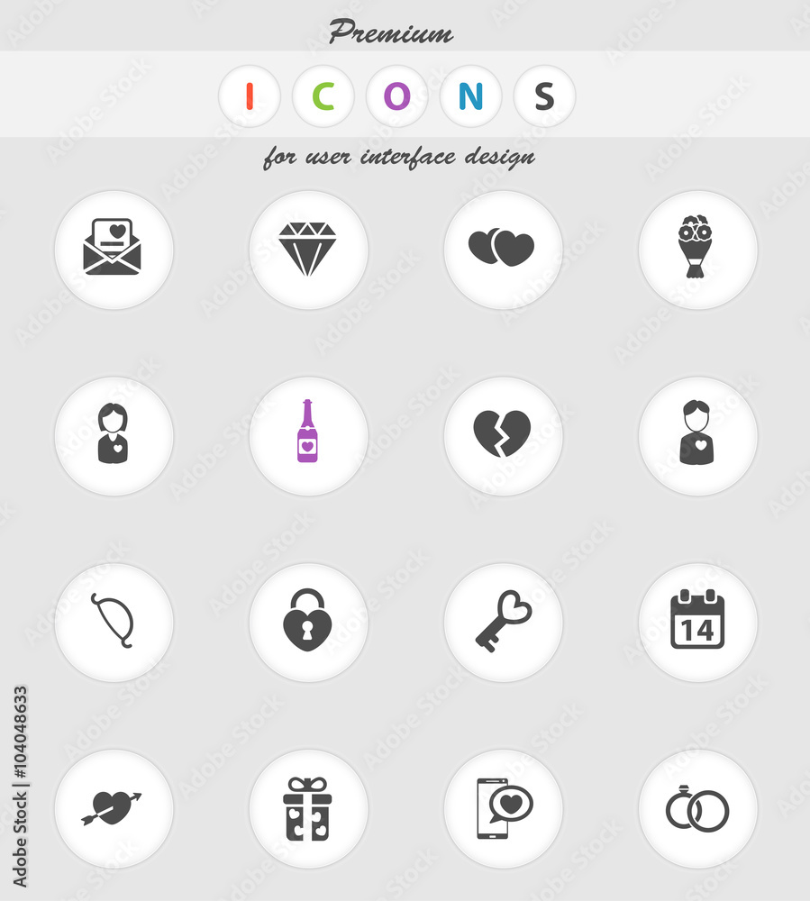 Valentines day simply icons Valentines day simply icons