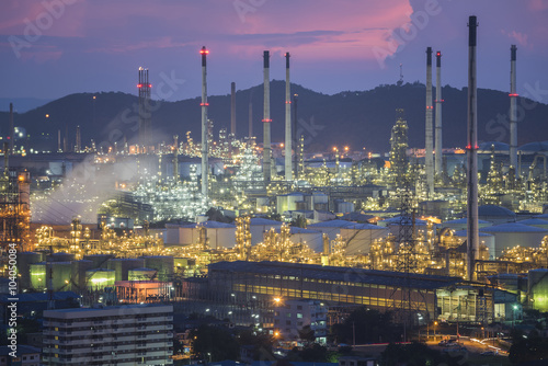Wallpaper Mural Oil refinery with tube and oil tank along twilight sky Torontodigital.ca
