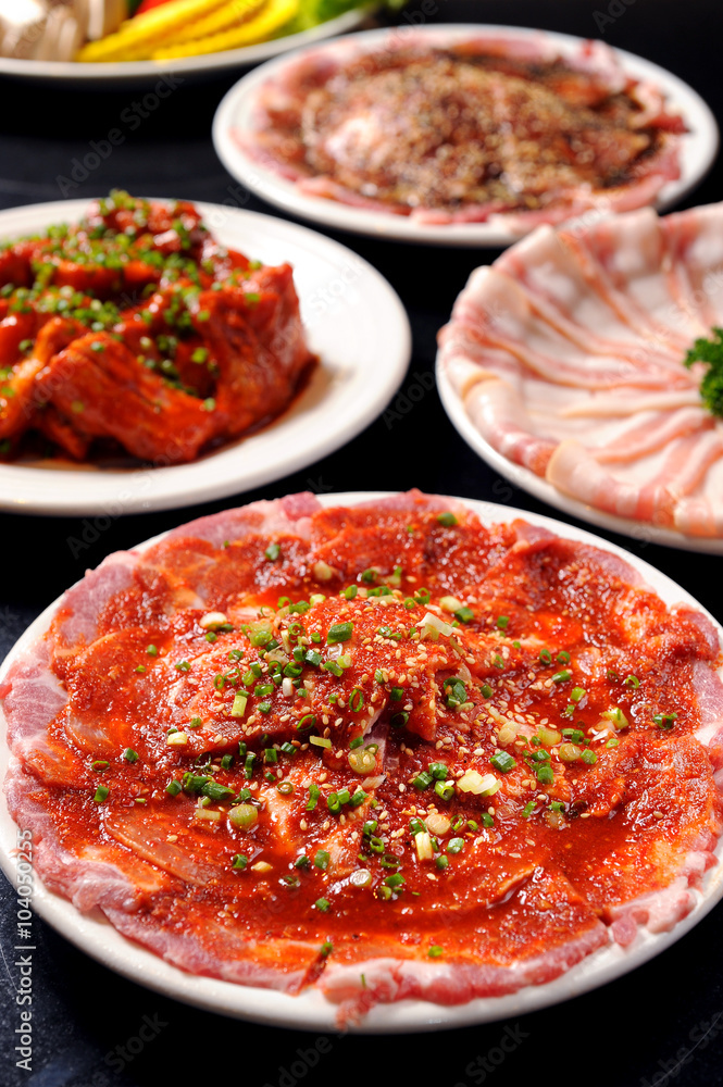 Premium beef pork bacon sliced on plate