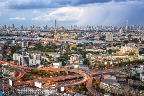 Wallpaper Mural Rama 8 Bridge with Bangkok City Torontodigital.ca