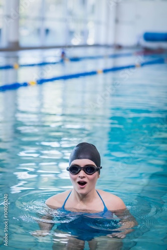 Surprised woman in the water
