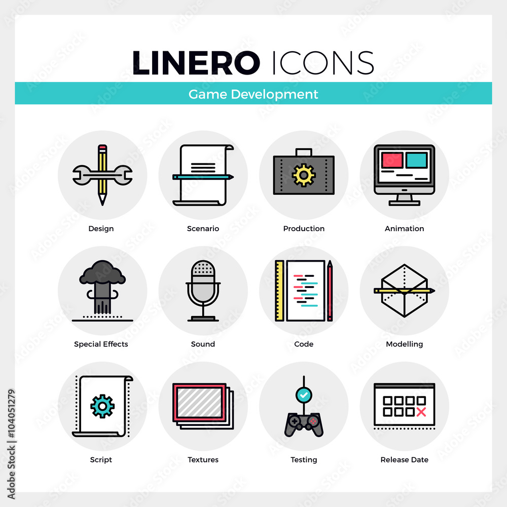 Game Development Linero Icons Set Game Development Linero Icons Set