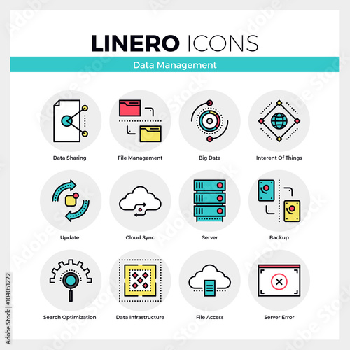 Data Management Linero Icons Set