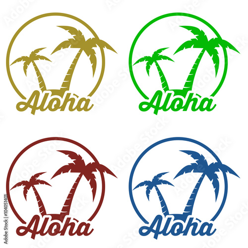 Icono plano Aloha en isla en varios colores #1